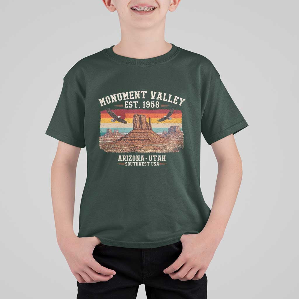 Retro Monument Valley Arizona Utah Sunset Established 1958 T Shirt For Kid Southwest Desert Eagle Road Trip Nature Souvenir