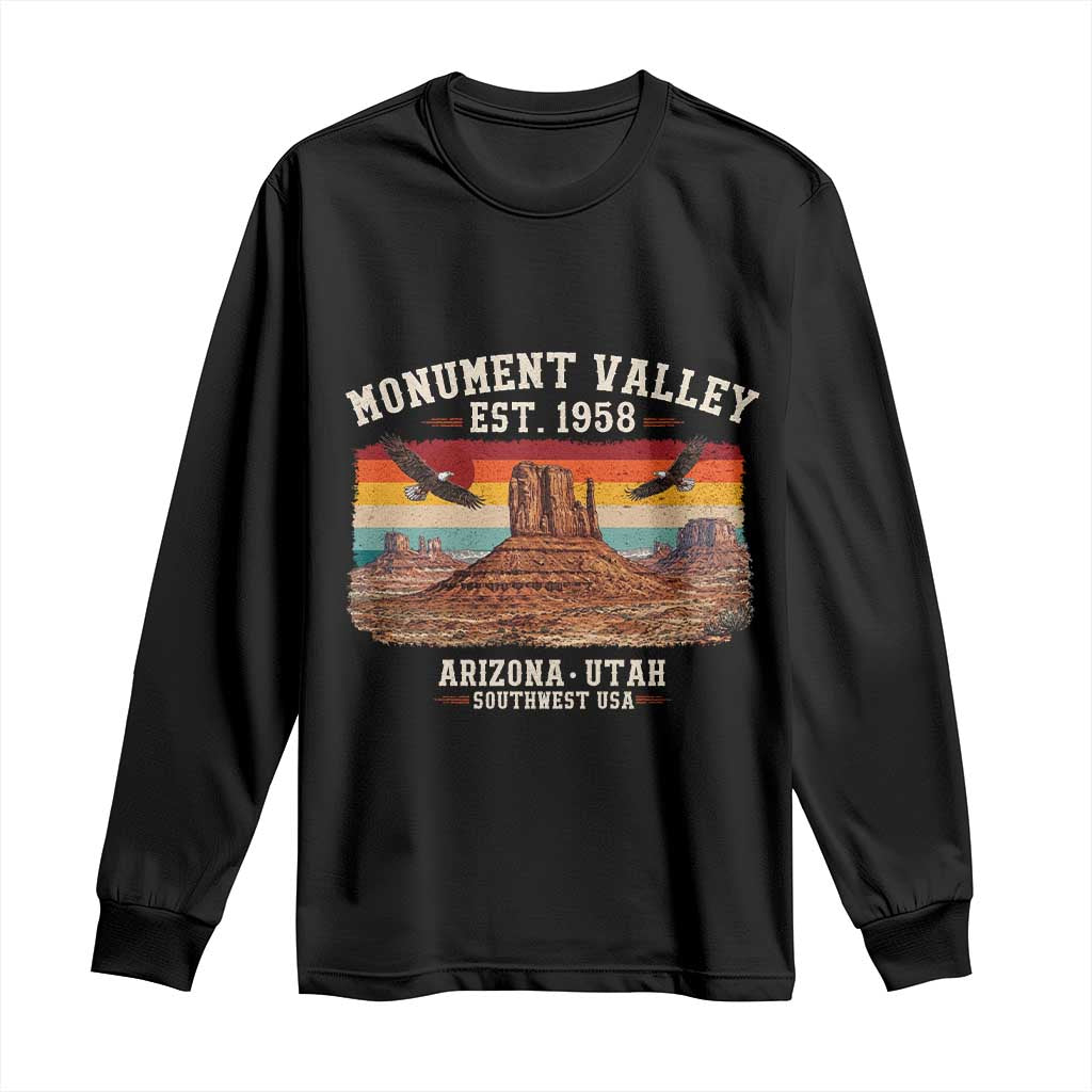 Retro Monument Valley Arizona Utah Sunset Established 1958 Long Sleeve Shirt Southwest Desert Eagle Road Trip Nature Souvenir