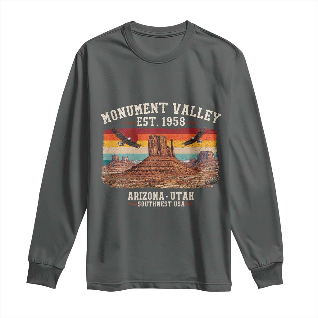 Retro Monument Valley Arizona Utah Sunset Established 1958 Long Sleeve Shirt Southwest Desert Eagle Road Trip Nature Souvenir