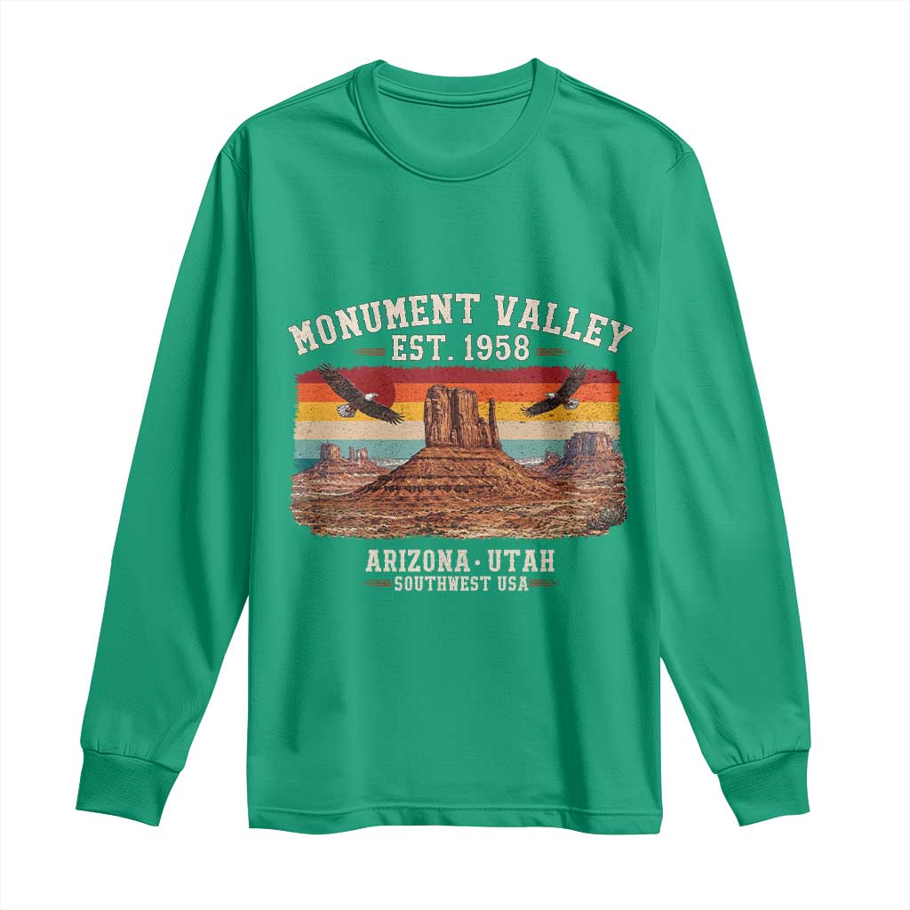 Retro Monument Valley Arizona Utah Sunset Established 1958 Long Sleeve Shirt Southwest Desert Eagle Road Trip Nature Souvenir