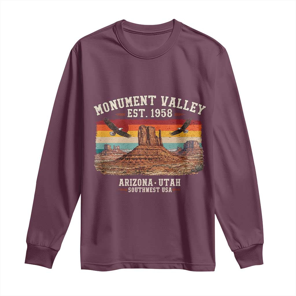Retro Monument Valley Arizona Utah Sunset Established 1958 Long Sleeve Shirt Southwest Desert Eagle Road Trip Nature Souvenir