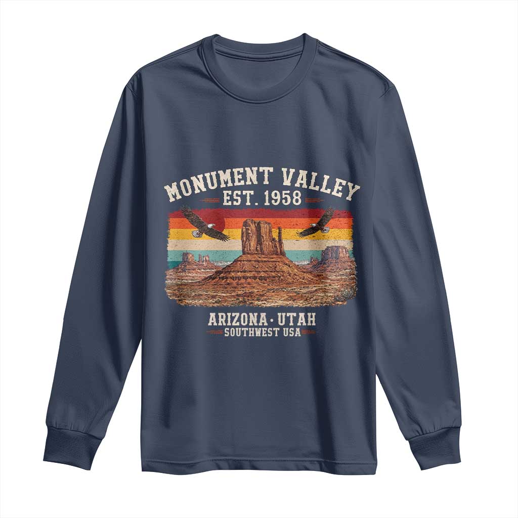 Retro Monument Valley Arizona Utah Sunset Established 1958 Long Sleeve Shirt Southwest Desert Eagle Road Trip Nature Souvenir