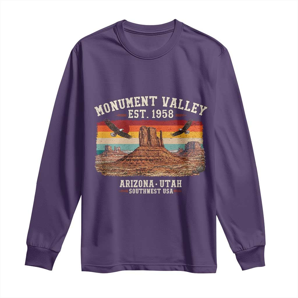 Retro Monument Valley Arizona Utah Sunset Established 1958 Long Sleeve Shirt Southwest Desert Eagle Road Trip Nature Souvenir