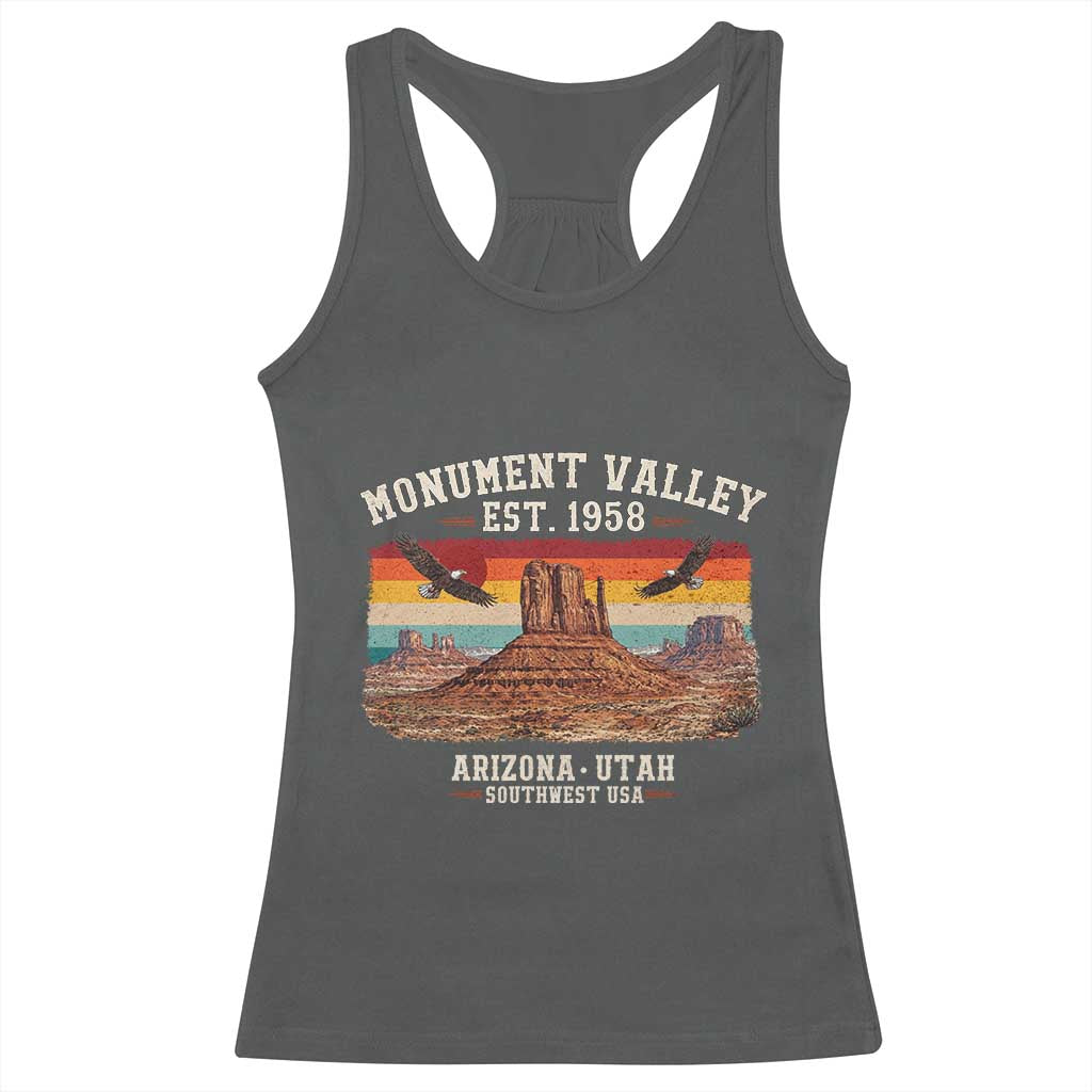 Retro Monument Valley Arizona Utah Sunset Established 1958 Racerback Tank Top Southwest Desert Eagle Road Trip Nature Souvenir