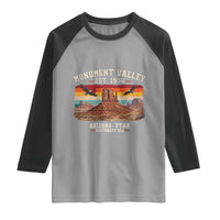 Retro Monument Valley Arizona Utah Sunset Established 1958 Raglan Shirt Southwest Desert Eagle Road Trip Nature Souvenir