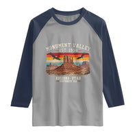 Retro Monument Valley Arizona Utah Sunset Established 1958 Raglan Shirt Southwest Desert Eagle Road Trip Nature Souvenir