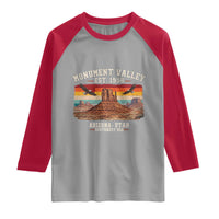 Retro Monument Valley Arizona Utah Sunset Established 1958 Raglan Shirt Southwest Desert Eagle Road Trip Nature Souvenir