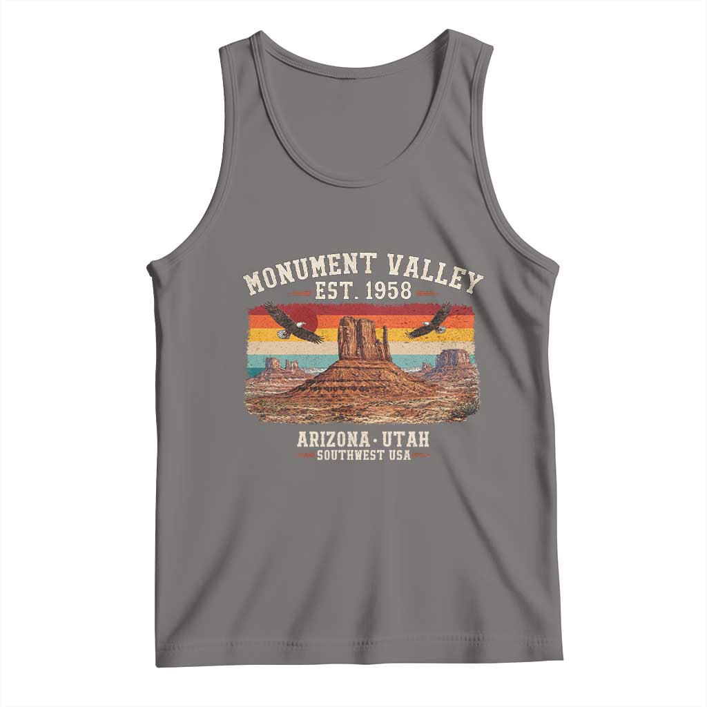 Retro Monument Valley Arizona Utah Sunset Established 1958 Tank Top Southwest Desert Eagle Road Trip Nature Souvenir