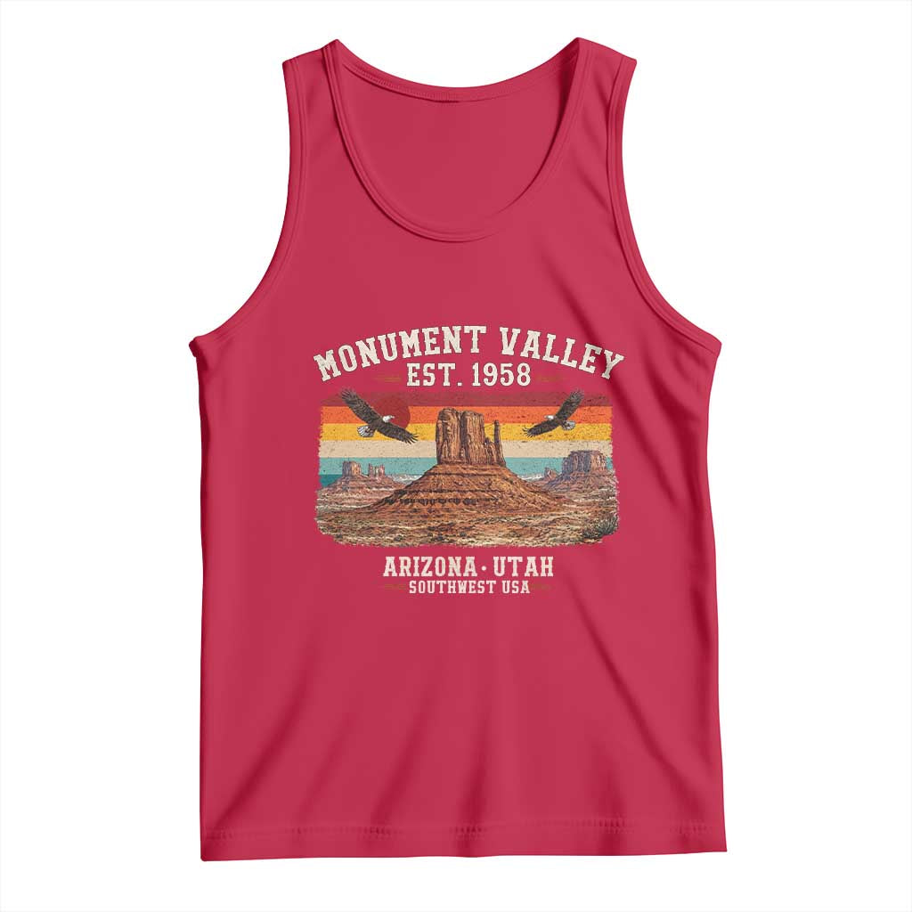 Retro Monument Valley Arizona Utah Sunset Established 1958 Tank Top Southwest Desert Eagle Road Trip Nature Souvenir