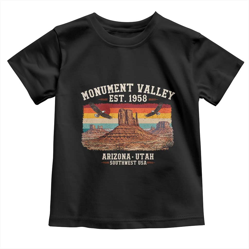 Retro Monument Valley Arizona Utah Sunset Established 1958 Toddler T Shirt Southwest Desert Eagle Road Trip Nature Souvenir