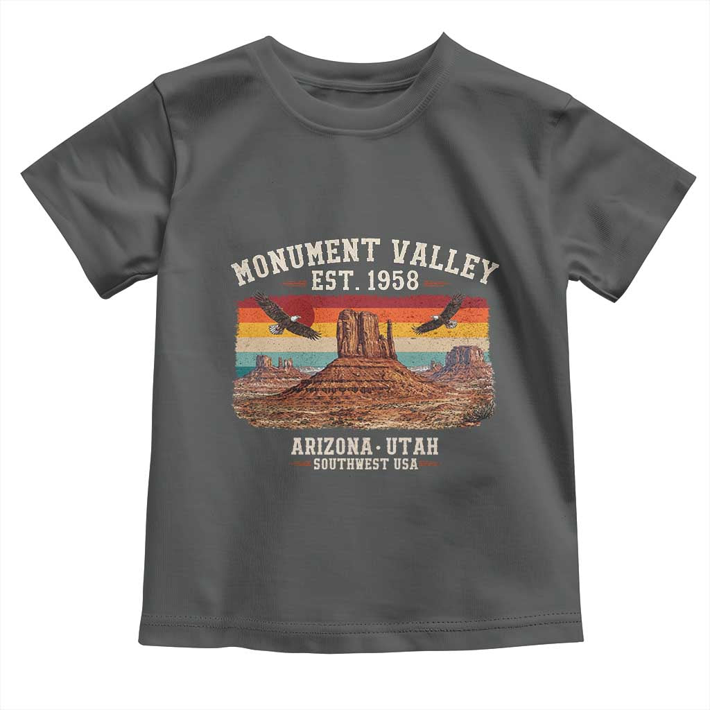 Retro Monument Valley Arizona Utah Sunset Established 1958 Toddler T Shirt Southwest Desert Eagle Road Trip Nature Souvenir