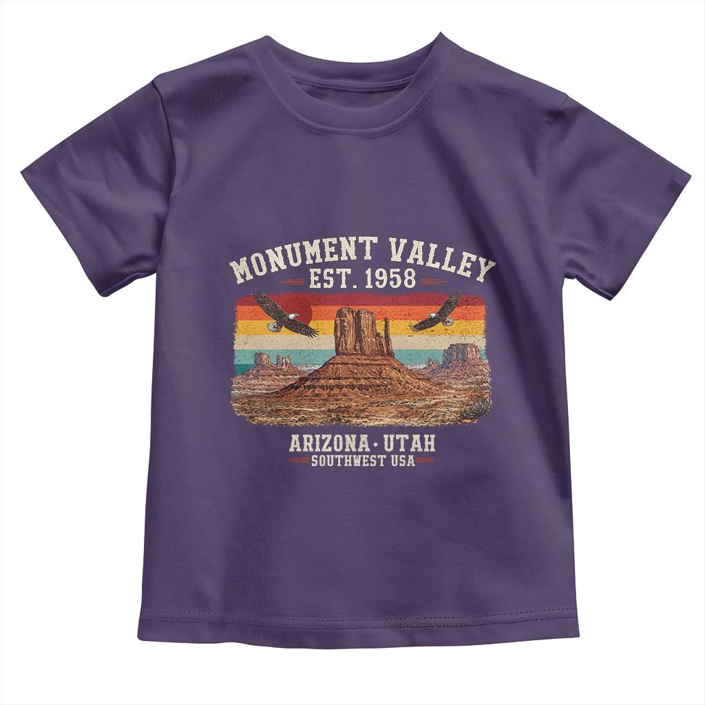 Retro Monument Valley Arizona Utah Sunset Established 1958 Toddler T Shirt Southwest Desert Eagle Road Trip Nature Souvenir