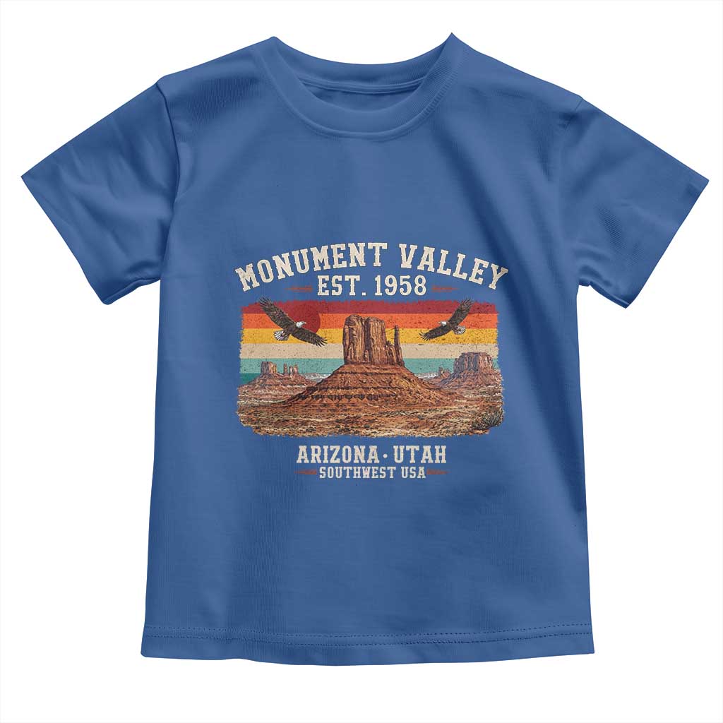 Retro Monument Valley Arizona Utah Sunset Established 1958 Toddler T Shirt Southwest Desert Eagle Road Trip Nature Souvenir