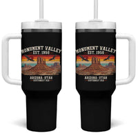 Retro Monument Valley Arizona Utah Sunset Established 1958 Tumbler With Handle Southwest Desert Eagle Road Trip Nature Souvenir
