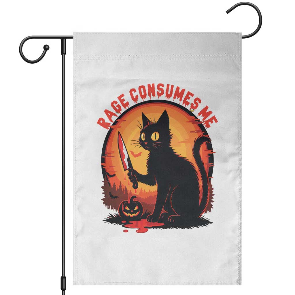 Funny Black Cat Halloween Funny Black Cat Murderous Cat With Knife Garden Flag Rage Is Consuming Me - Wonder Print Shop
