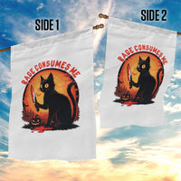 Funny Black Cat Halloween Funny Black Cat Murderous Cat With Knife Garden Flag Rage Is Consuming Me - Wonder Print Shop