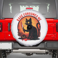 Funny Black Cat Halloween Funny Black Cat Murderous Cat With Knife Spare Tire Cover Rage Is Consuming Me - Wonder Print Shop