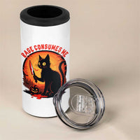 Funny Black Cat Halloween Funny Black Cat Murderous Cat With Knife 4 in 1 Can Cooler Tumbler Rage Is Consuming Me