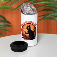Funny Black Cat Halloween Funny Black Cat Murderous Cat With Knife 4 in 1 Can Cooler Tumbler Rage Is Consuming Me