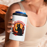 Funny Black Cat Halloween Funny Black Cat Murderous Cat With Knife 4 in 1 Can Cooler Tumbler Rage Is Consuming Me