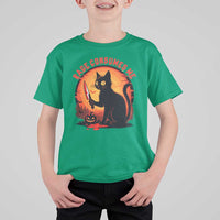 Funny Black Cat Halloween Funny Black Cat Murderous Cat With Knife T Shirt For Kid Rage Is Consuming Me - Wonder Print Shop