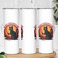 Funny Black Cat Halloween Funny Black Cat Murderous Cat With Knife Skinny Tumbler Rage Is Consuming Me