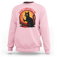 Funny Black Cat Halloween Funny Black Cat Murderous Cat With Knife Sweatshirt Rage Is Consuming Me - Wonder Print Shop