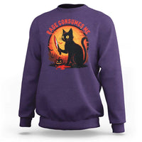 Funny Black Cat Halloween Funny Black Cat Murderous Cat With Knife Sweatshirt Rage Is Consuming Me - Wonder Print Shop