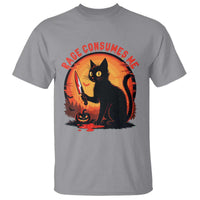 Funny Black Cat Halloween Funny Black Cat Murderous Cat With Knife T Shirt Rage Is Consuming Me - Wonder Print Shop