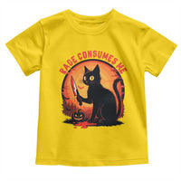 Funny Black Cat Halloween Funny Black Cat Murderous Cat With Knife Toddler T Shirt Rage Is Consuming Me - Wonder Print Shop