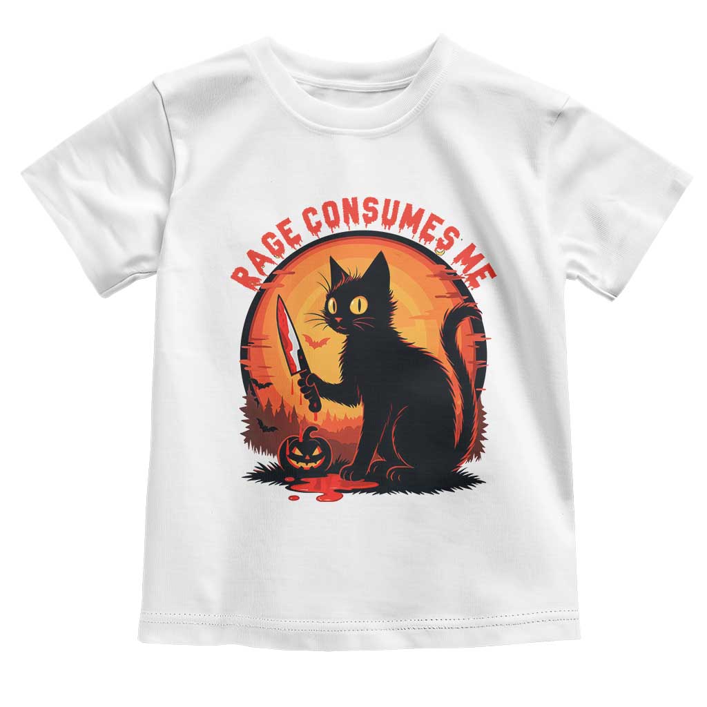 Funny Black Cat Halloween Funny Black Cat Murderous Cat With Knife Toddler T Shirt Rage Is Consuming Me - Wonder Print Shop
