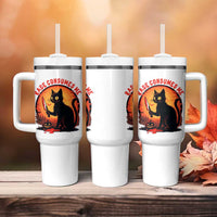 Funny Black Cat Halloween Funny Black Cat Murderous Cat With Knife Tumbler With Handle Rage Is Consuming Me