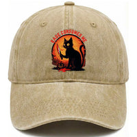 Funny Black Cat Halloween Funny Black Cat Murderous Cat With Knife Washed Cotton Baseball Cap Rage Is Consuming Me