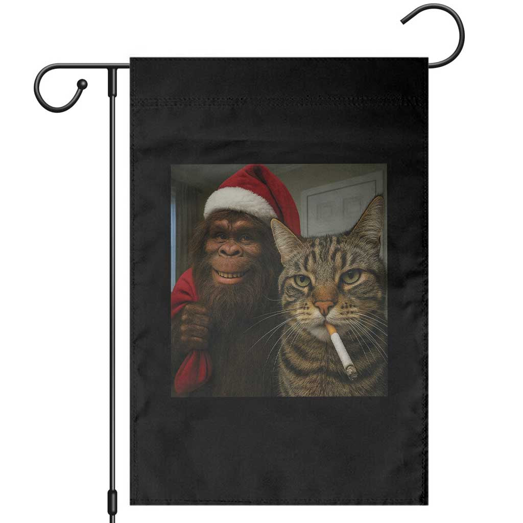 Funny Cat Selfie Bigfoot Christmas Sasquatch Garden Flag - Wonder Print Shop