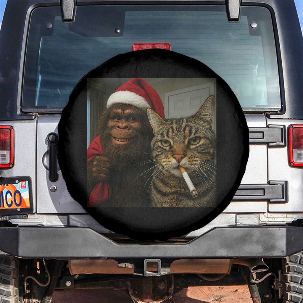Funny Cat Selfie Bigfoot Christmas Sasquatch Spare Tire Cover - Wonder Print Shop