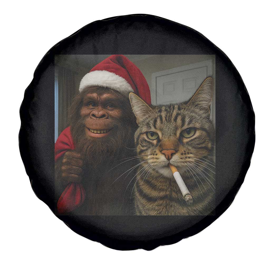 Funny Cat Selfie Bigfoot Christmas Sasquatch Spare Tire Cover - Wonder Print Shop