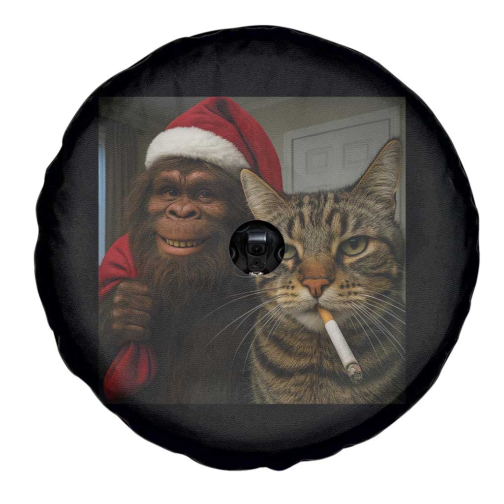 Funny Cat Selfie Bigfoot Christmas Sasquatch Spare Tire Cover - Wonder Print Shop