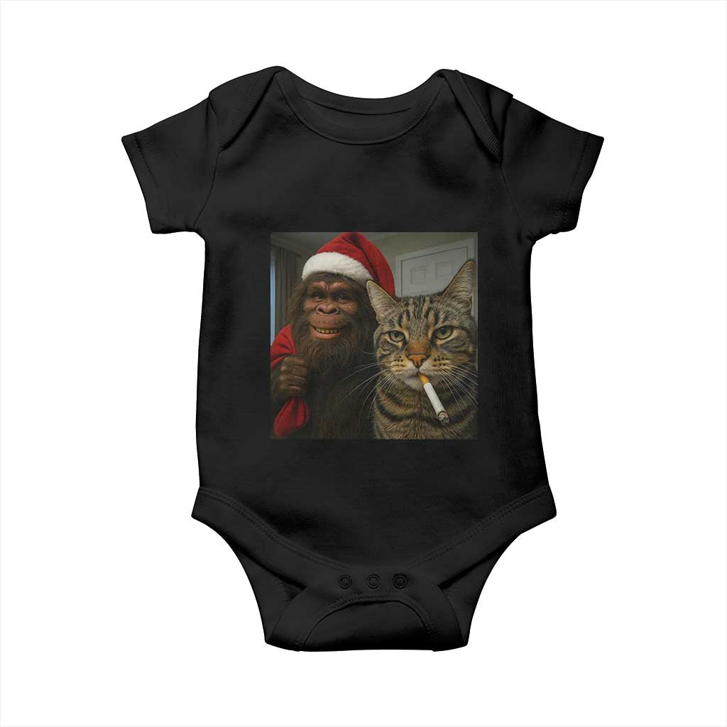 Funny Cat Selfie Bigfoot Christmas Sasquatch Baby Onesie - Wonder Print Shop