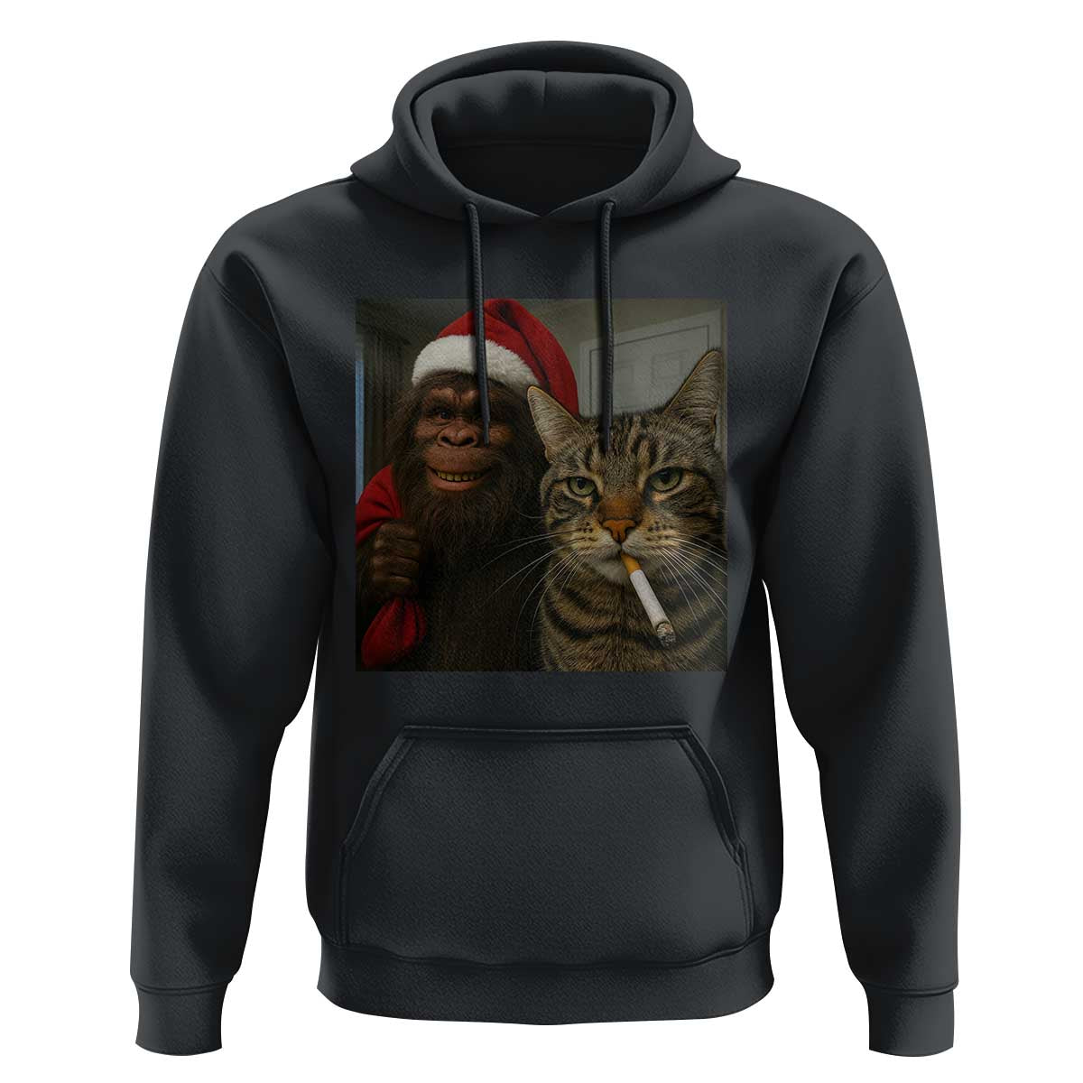 Funny Cat Selfie Bigfoot Christmas Sasquatch Hoodie - Wonder Print Shop