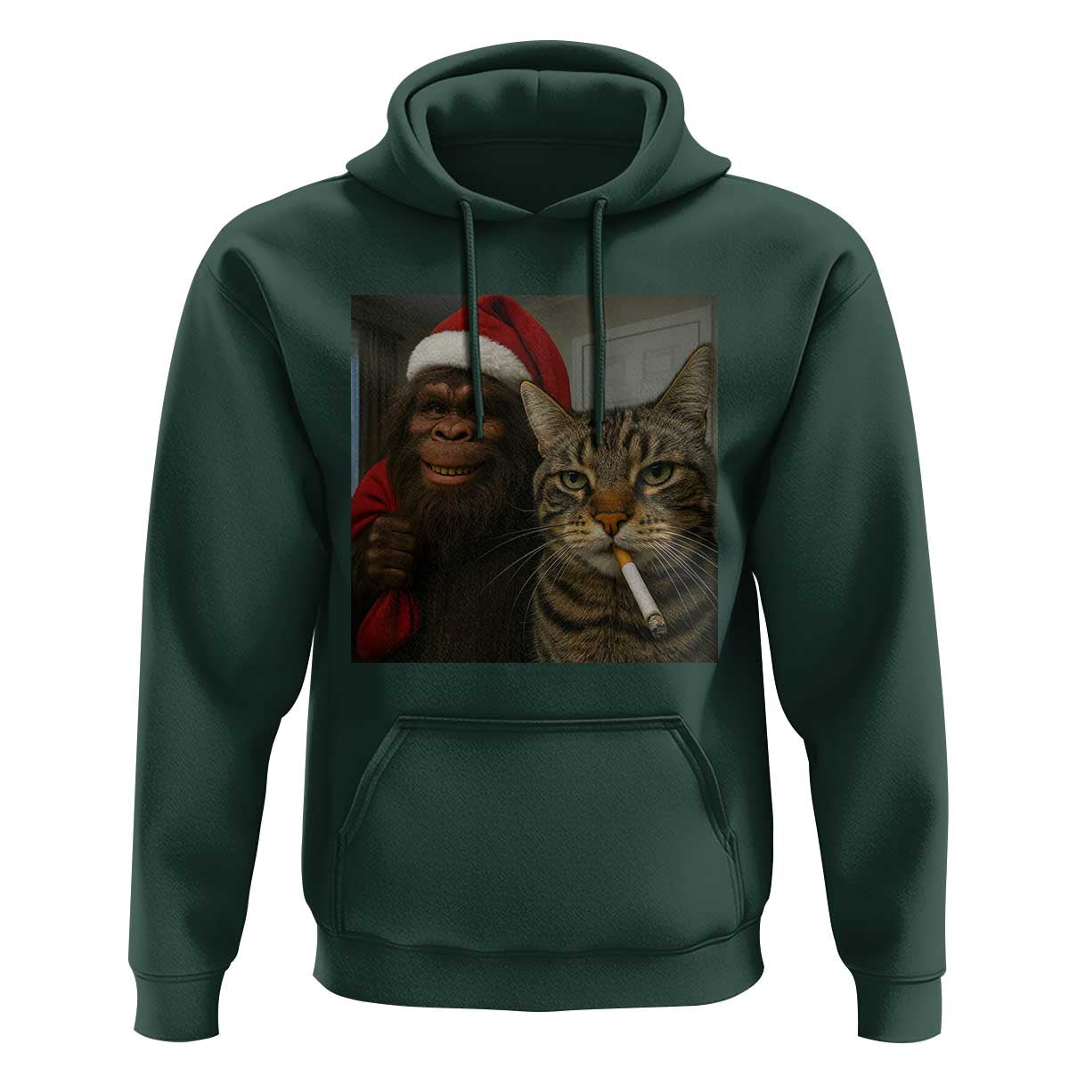 Funny Cat Selfie Bigfoot Christmas Sasquatch Hoodie - Wonder Print Shop