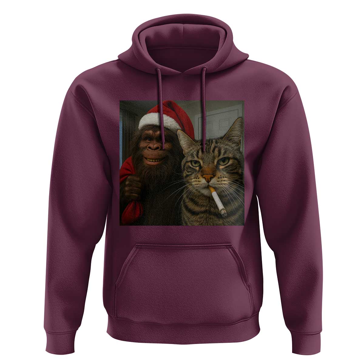 Funny Cat Selfie Bigfoot Christmas Sasquatch Hoodie - Wonder Print Shop