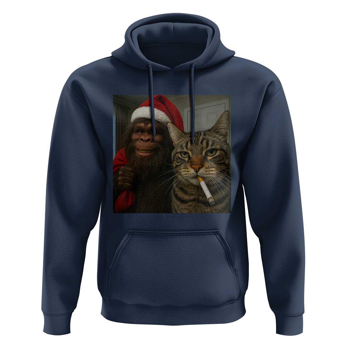 Funny Cat Selfie Bigfoot Christmas Sasquatch Hoodie - Wonder Print Shop
