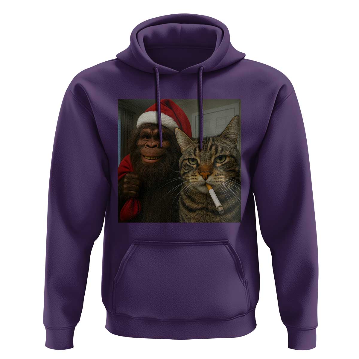 Funny Cat Selfie Bigfoot Christmas Sasquatch Hoodie - Wonder Print Shop