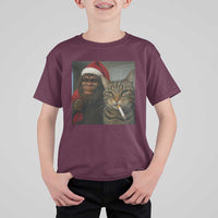 Funny Cat Selfie Bigfoot Christmas Sasquatch T Shirt For Kid - Wonder Print Shop