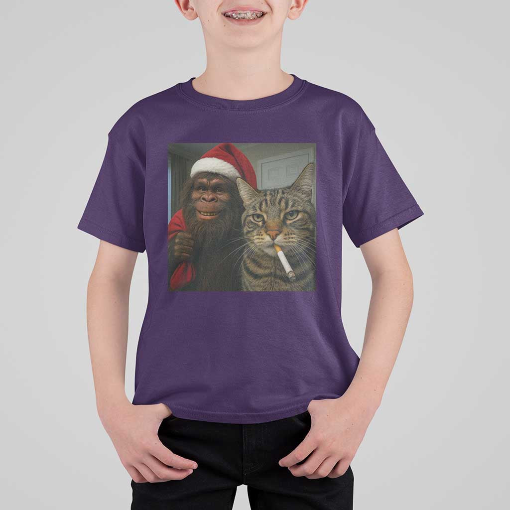 Funny Cat Selfie Bigfoot Christmas Sasquatch T Shirt For Kid - Wonder Print Shop