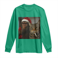 Funny Cat Selfie Bigfoot Christmas Sasquatch Long Sleeve Shirt - Wonder Print Shop