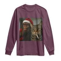 Funny Cat Selfie Bigfoot Christmas Sasquatch Long Sleeve Shirt - Wonder Print Shop