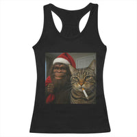 Funny Cat Selfie Bigfoot Christmas Sasquatch Racerback Tank Top - Wonder Print Shop
