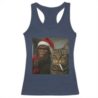 Funny Cat Selfie Bigfoot Christmas Sasquatch Racerback Tank Top - Wonder Print Shop