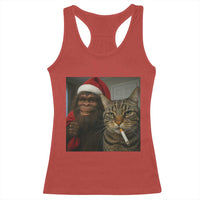 Funny Cat Selfie Bigfoot Christmas Sasquatch Racerback Tank Top - Wonder Print Shop